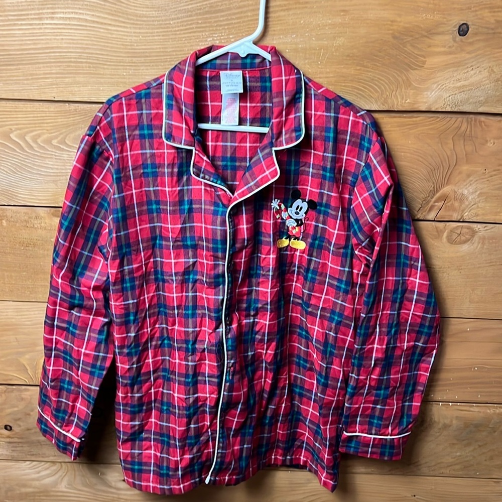 Disney women’s Red Plaid Mickey Mouse Pajama Top and bottom‎ set Sm sleepwear